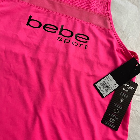 BEBE SPORT MESH TRIM HI-LO TANK SIZE SMALL - HOT PINK - Picture 7 of 8